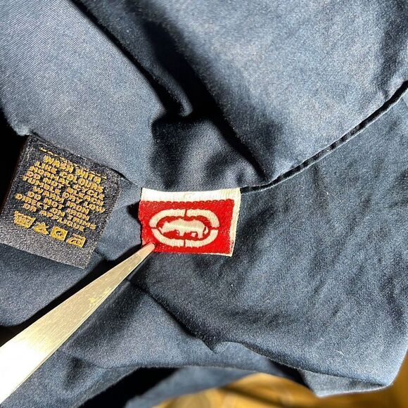 Ecko Unltd Mens Button Down Shirt Plaid Patch Logo Cotton Rhino Brand Blue XXL - Picture 11 of 16